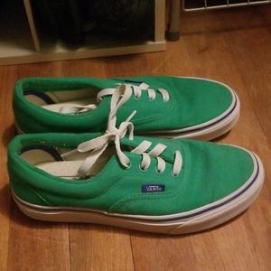 Van's, green with navy blue striped sole